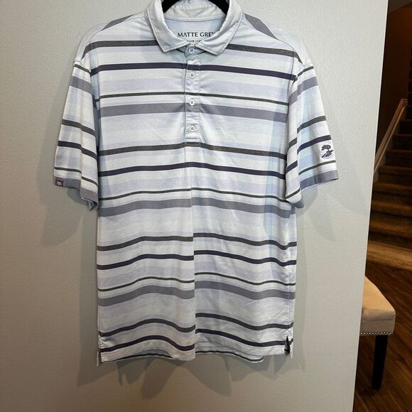 Matte Grey Collared Shirt Medium Gray Striped - Picture 1 of 8